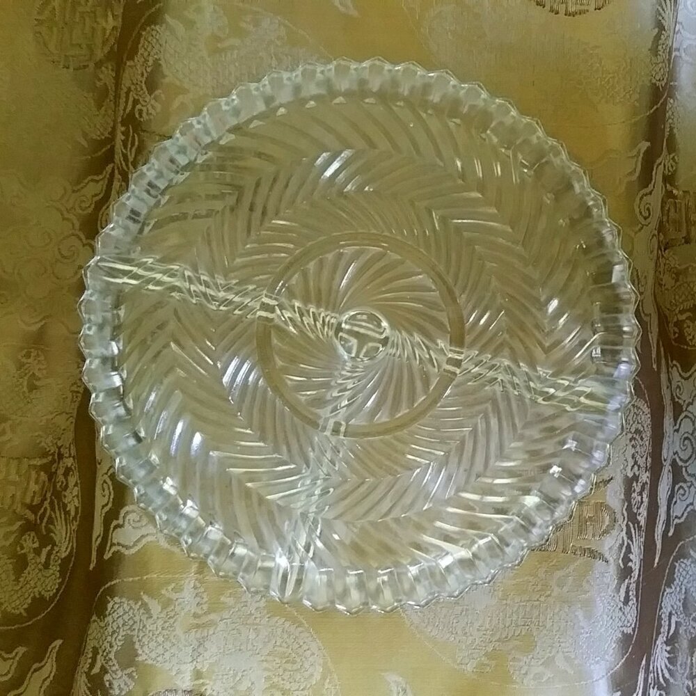 Vintage Round Glass Relish Plate - 7" Diameter